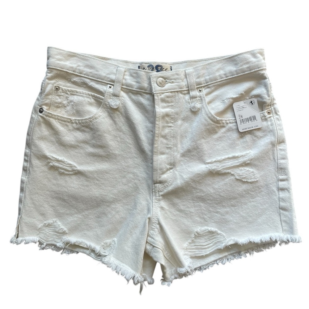 Free People We the Free Distressed NWT White Denim Shorts Size 28